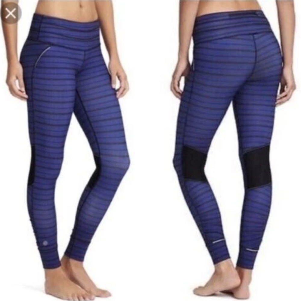 ATHLETA Relay Striped Tight Performance Mid Rise Pocket SMALL